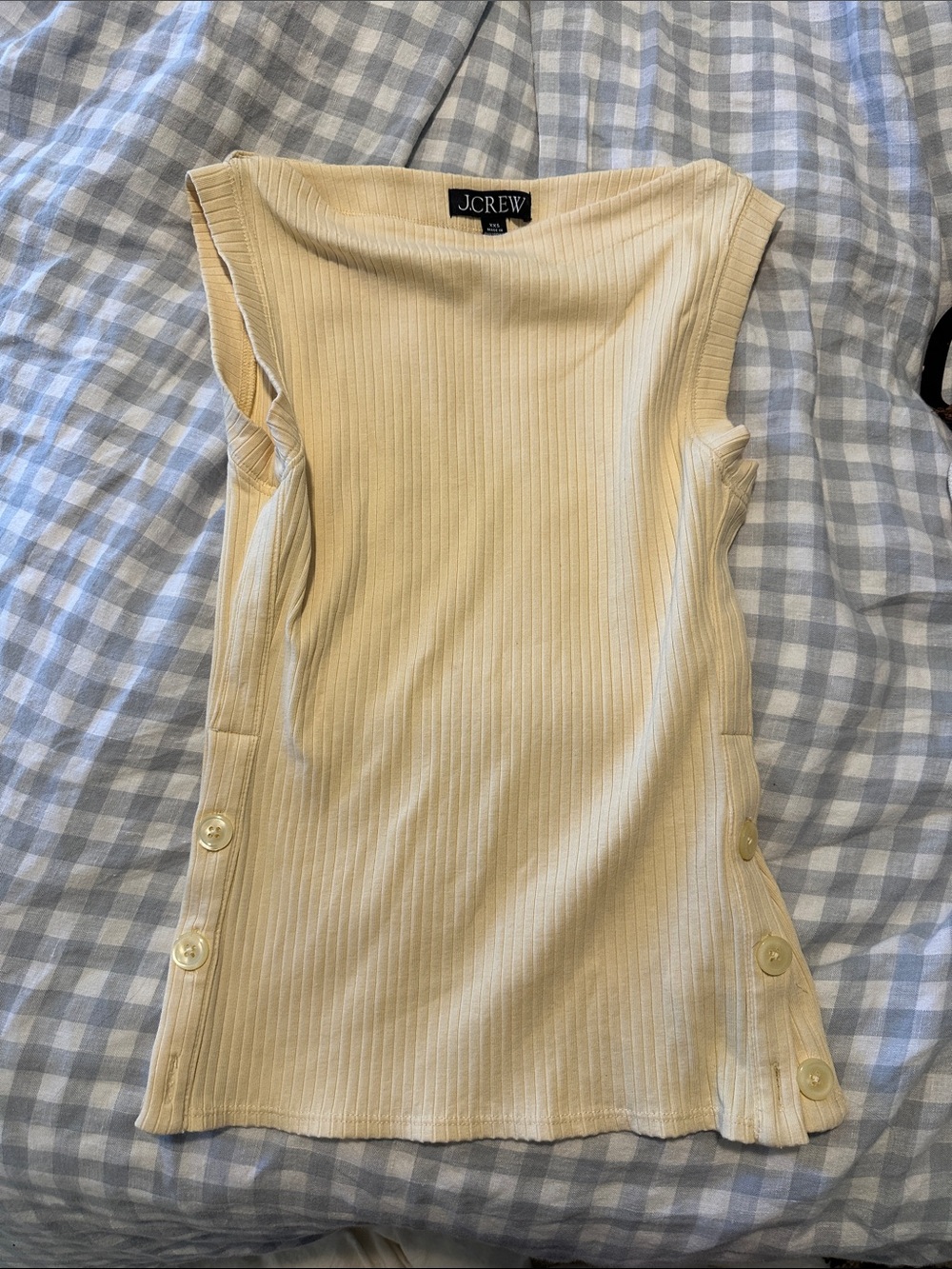 J.Crew butter yellow Ribbed Button-Side Sleeveless Top
